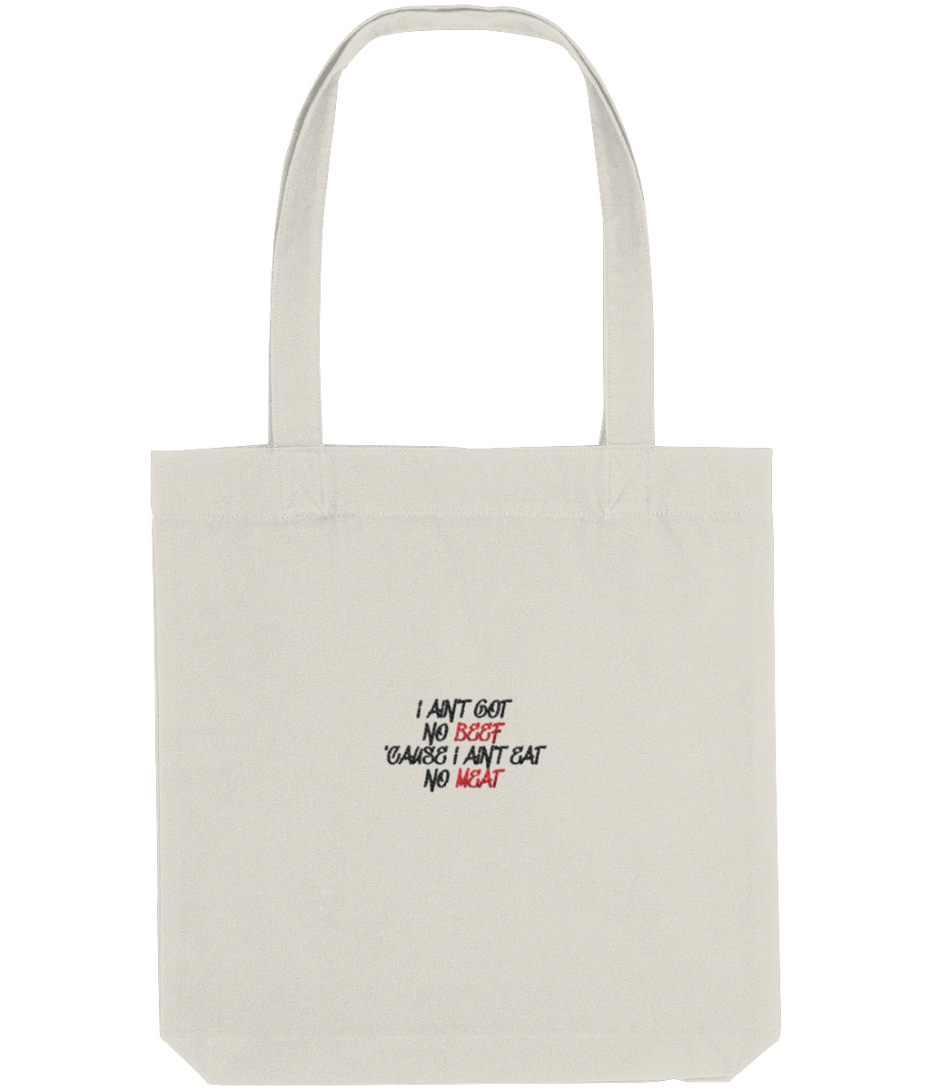 No Beef - Embroidered Tote Bag