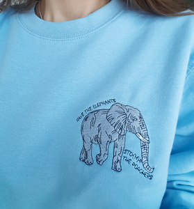 Save The Elephants - Embroidered Unisex Sweatshirt